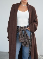 ΖΑΚΕΤΑ ΠΛΕΚΤΗ LONGLINE CHOCOLA 26150 Σακάκια - Πανωφόρια