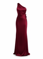 ΦΟΡΕΜΑ MAXI ONE SHOULDER BACKLESS BORDEAUX 26465 Κοκτέιλ Φορέματα