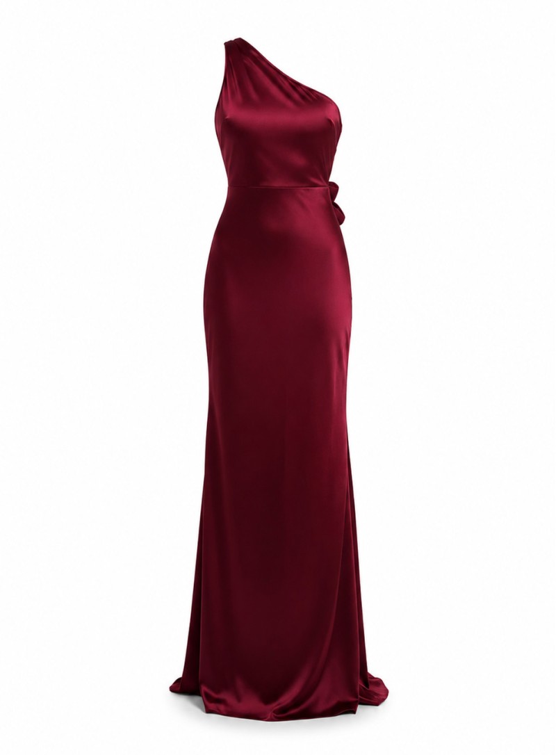 ΦΟΡΕΜΑ MAXI ONE SHOULDER BACKLESS BORDEAUX 26465