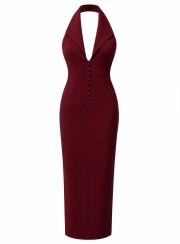 ΦΟΡΕΜΑ MIDI BURGUNDY 26479 Κοκτέιλ Φορέματα