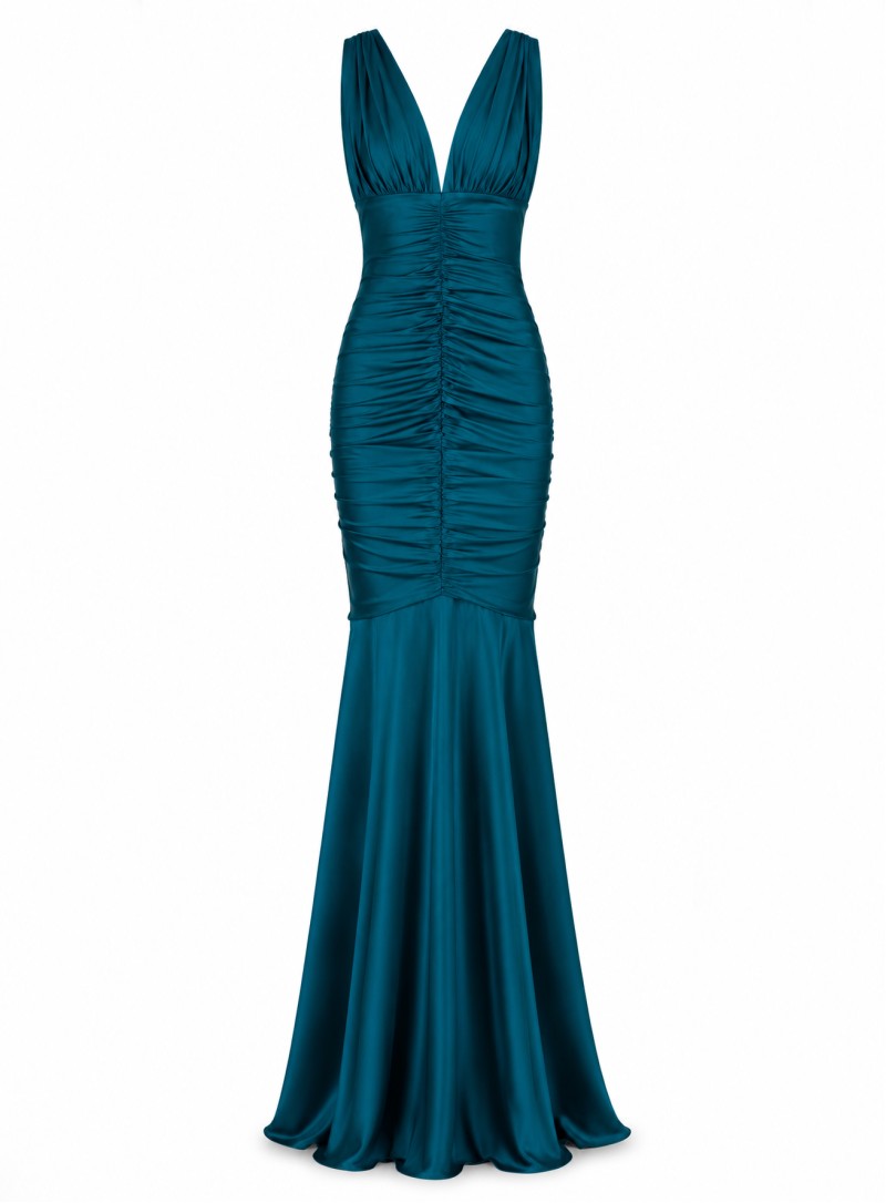 ΦΟΡΕΜΑ MAXI ΜΕ ΣΟΥΡΕΣ PETROL BLUE 26484
