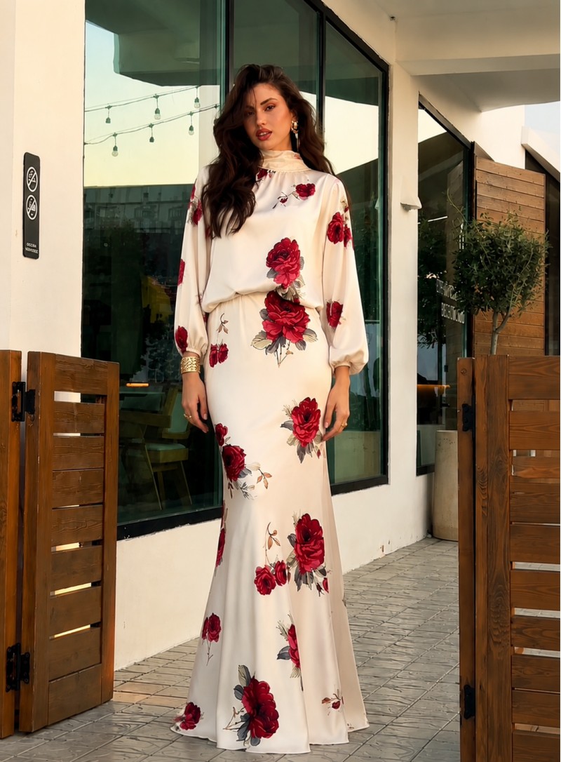 ΦΟΡΕΜΑ MAXI FLORAL 26485 Κοκτέιλ Φορέματα