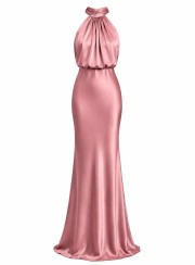 ΦΟΡΕΜΑ MAXI HALTER NECK ROSE 26486 Κοκτέιλ Φορέματα