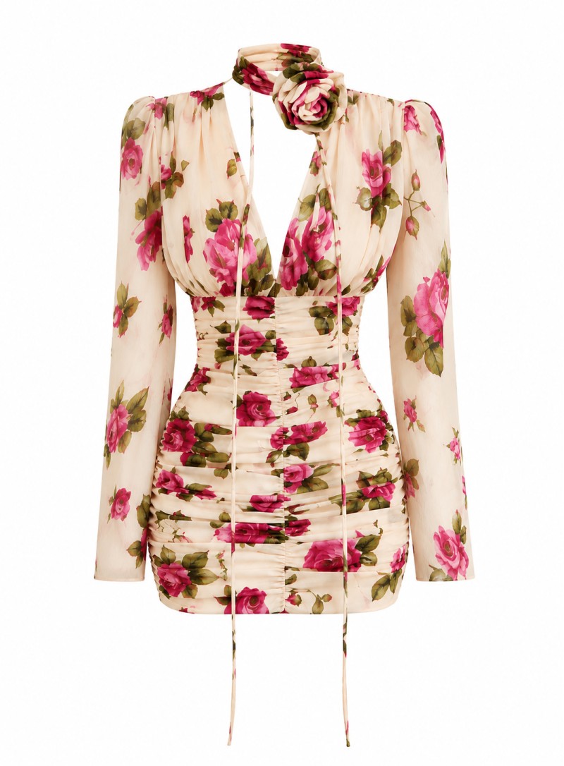 ΦΟΡΕΜΑ MINI FLORAL 26487 Κοκτέιλ Φορέματα