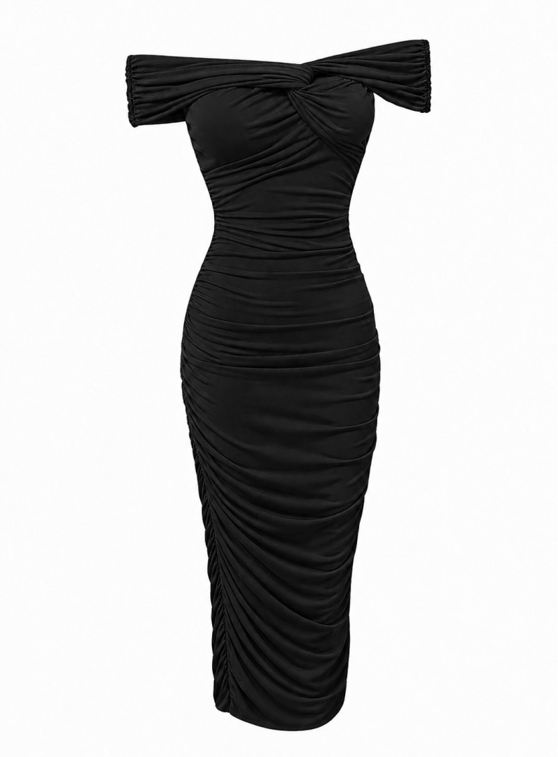 ΦΟΡΕΜΑ OFF SHOULDER KNOT ΜΑΥΡΟ 26491