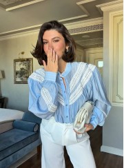 ΠΟΥΚΑΜΙΣΟ OVERSIZED ΜΕ ΔΑΝΤΕΛΑ 26131 Τοπ - Ζακέτες