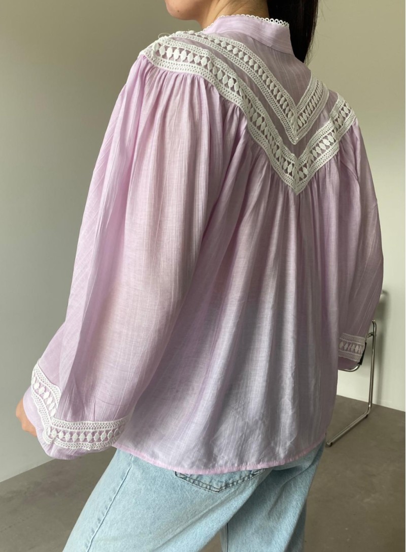 ΠΟΥΚΑΜΙΣΟ OVERSIZED ΜΕ ΔΑΝΤΕΛΑ 26131 Τοπ - Ζακέτες