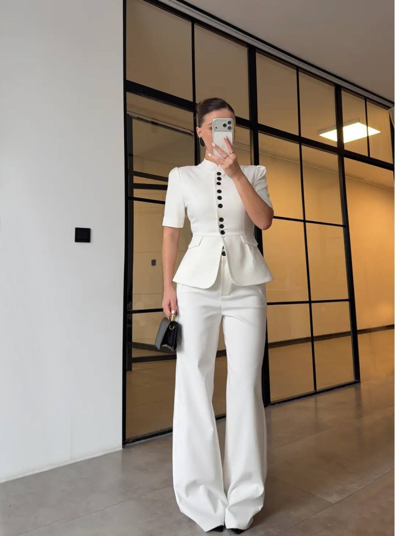 ΣΕΤ ΣΑΚΑΚΙ ΚΟΝΤΟΜΑΝΙΚΟ ΠΑΝΤΕΛΟΝΙ CREAM 26141 Σακάκια - Πανωφόρια