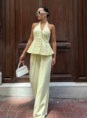 ΣΕΤ ΓΙΛΕΚΟ HALTER ΠΑΝΤΕΛΟΝΙ BANANA 26142 Παντελόνια - Ολόσωμες