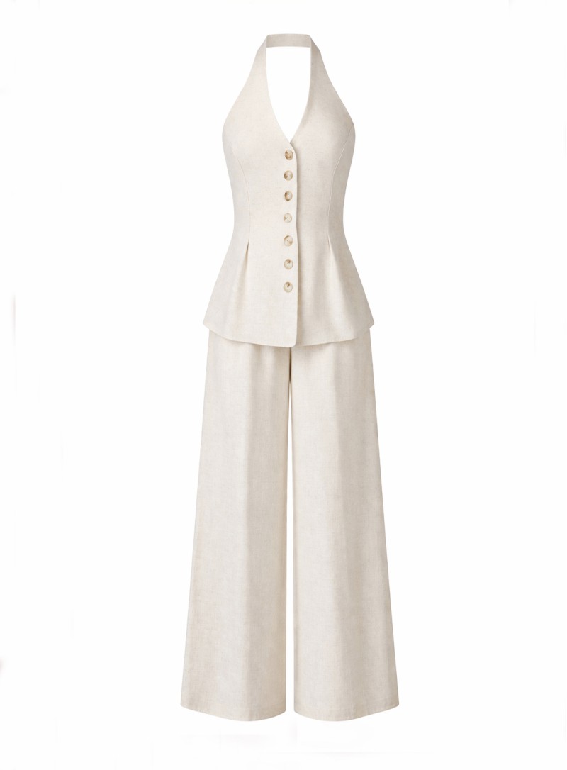 ΣΕΤ ΓΙΛΕΚΟ HALTER ΠΑΝΤΕΛΟΝΙ CREAM 26142