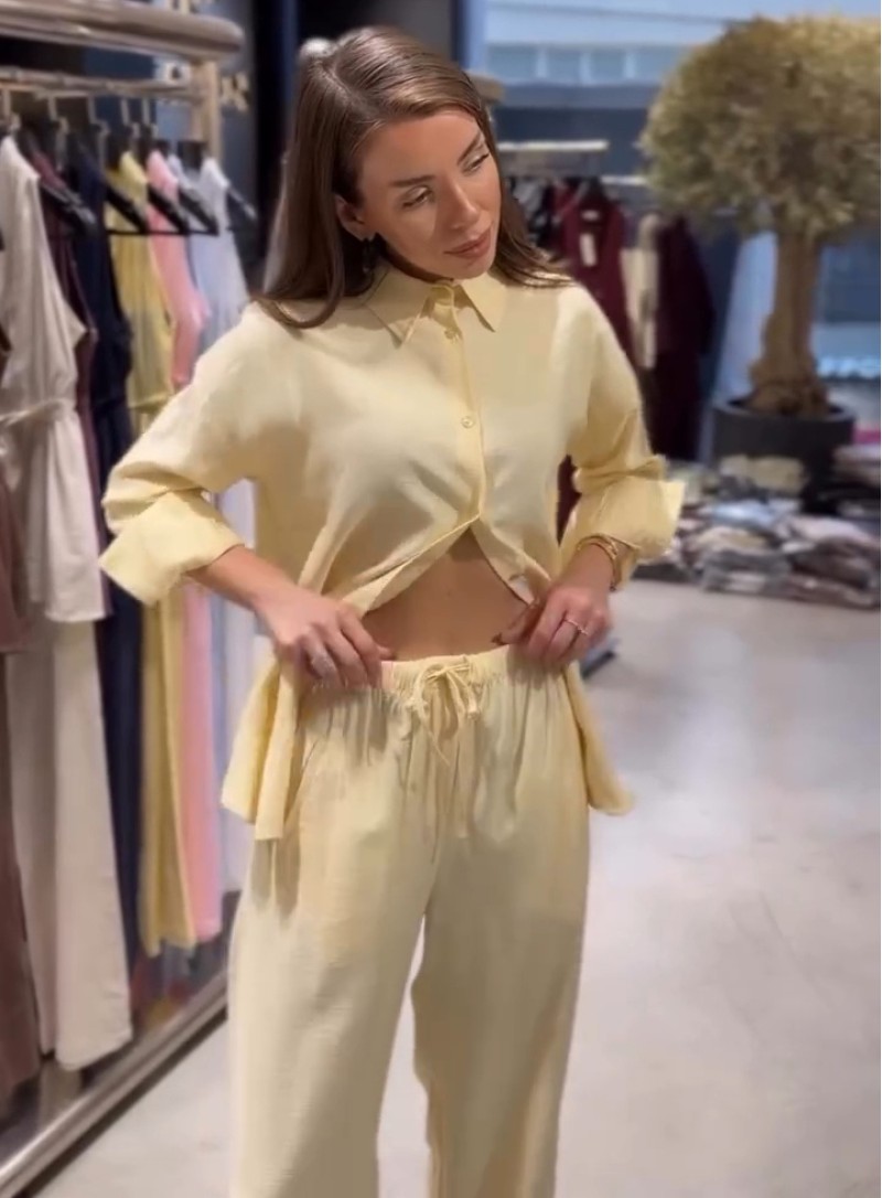 ΣΕΤ ΠΟΥΚΑΜΙΣΟ ΜΕ ΠΑΝΤΕΛΟΝΙ BUTTER YELLOW 26145 Παντελόνια - Ολόσωμες