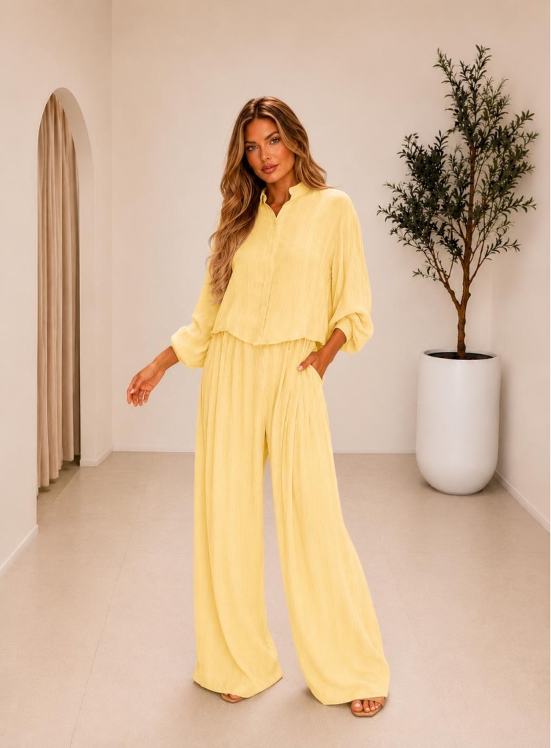 ΣΕΤ CROPPED ΠΟΥΚΑΜΙΣΟ ΠΑΝΤΕΛΟΝΙ BUTTER YELLOW 26146 Παντελόνια - Ολόσωμες