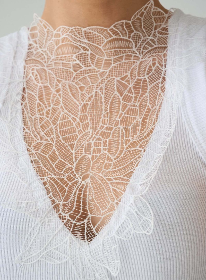 ΤΟΠ ΑΜΑΝΙΚΟ LACE CREAM 26148 Τοπ - Ζακέτες