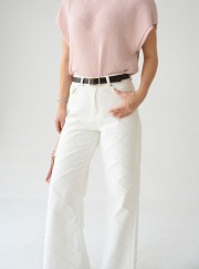 ΤΖΙΝ DIAGONAL CREAM 26220 Παντελόνια - Ολόσωμες