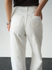 ΤΖΙΝ DIAGONAL CREAM 26220 Παντελόνια - Ολόσωμες