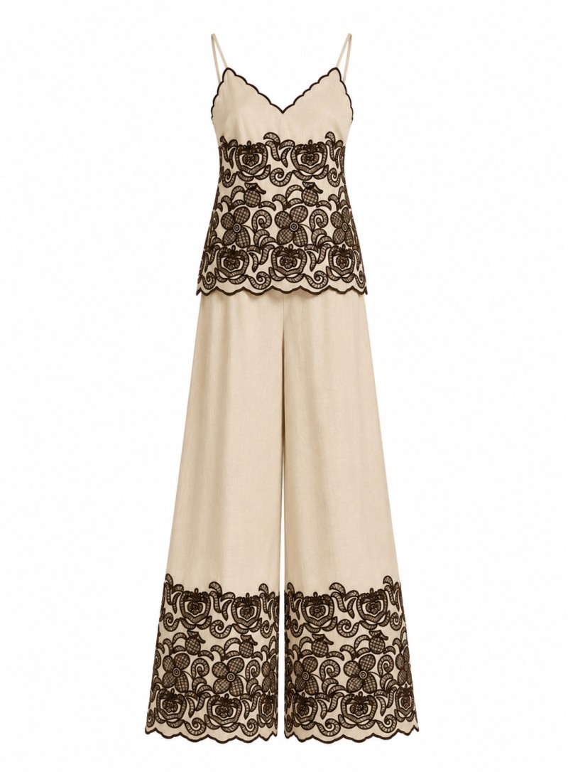 ΣΕΤ ΤΟΠ ΠΑΝΤΕΛΟΝΙ LINEN/LACE ΜΠΕΖ 26223