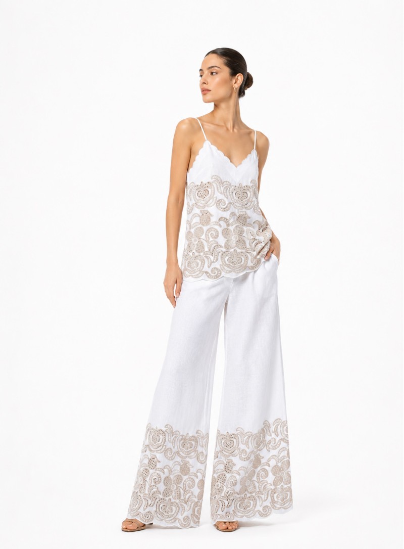 ΣΕΤ ΤΟΠ ΠΑΝΤΕΛΟΝΙ LINEN/LACE ΛΕΥΚΟ 26223 Παντελόνια - Ολόσωμες