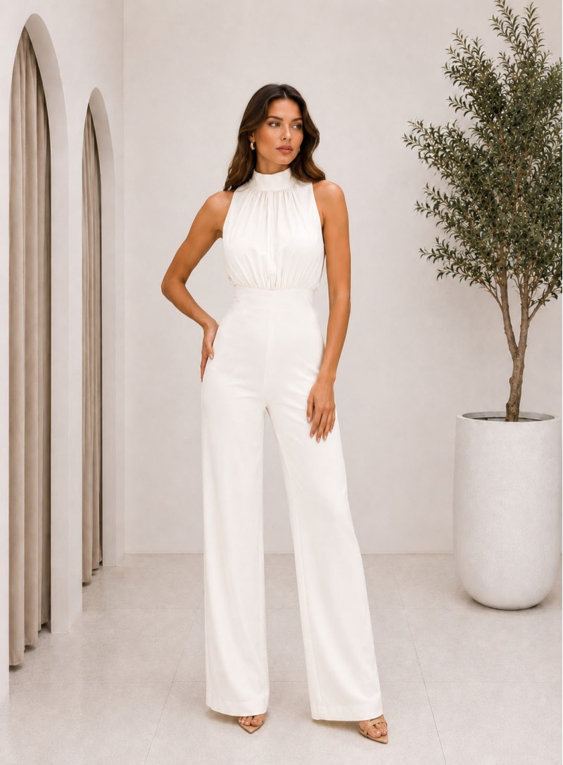 ΟΛΟΣΩΜΗ BACKLESS LORINE ΛΕΥΚΟ 26308 Παντελόνια - Ολόσωμες