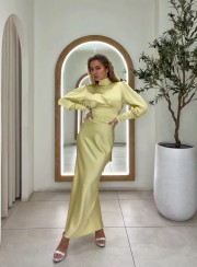 ΦΟΡΕΜΑ BACKLESS BALLOON BANANA 26419 Κοκτέιλ Φορέματα