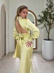 ΦΟΡΕΜΑ BACKLESS BALLOON BANANA 26419 Κοκτέιλ Φορέματα