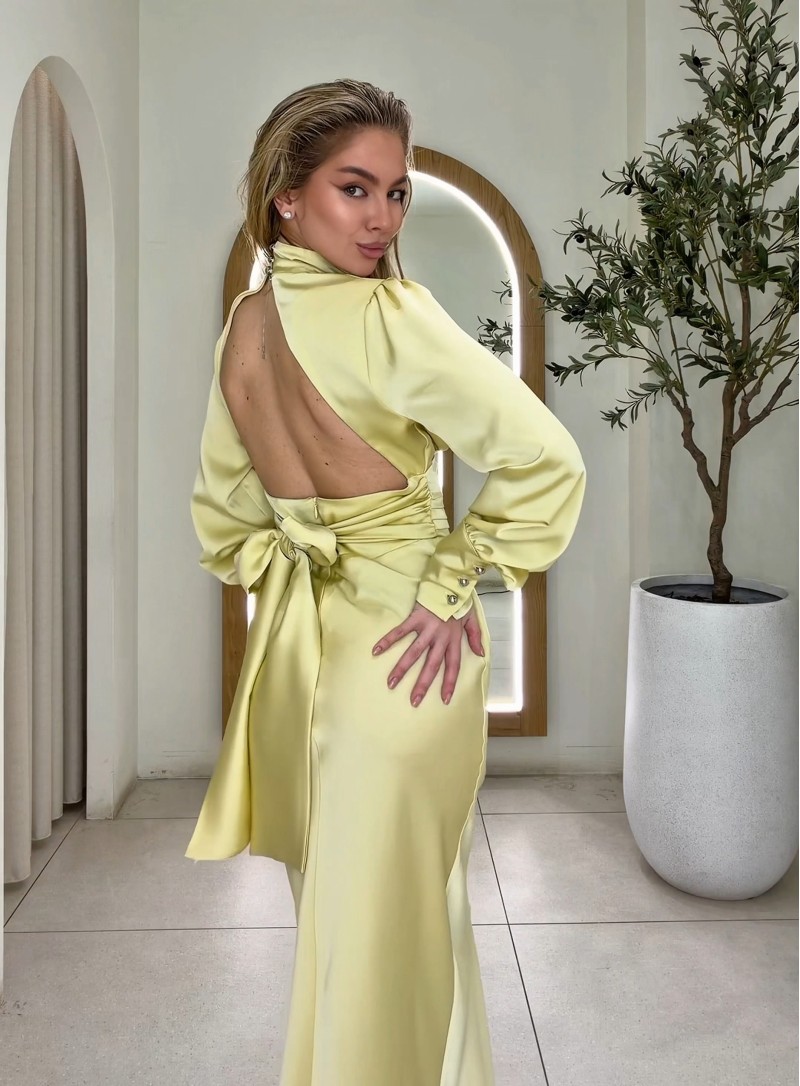 ΦΟΡΕΜΑ BACKLESS BALLOON BANANA 26419 Κοκτέιλ Φορέματα