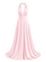 ΦΟΡΕΜΑ MAXI ΜΕ V ΝΤΕΚΟΛΤΕ KAI ΑΝΟΙΧΤΗ ΠΛΑΤΗ BABY PINK 26433 Κοκτέιλ Φορέματα