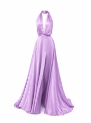 ΦΟΡΕΜΑ MAXI ΜΕ V ΝΤΕΚΟΛΤΕ KAI ΑΝΟΙΧΤΗ ΠΛΑΤΗ LAVENDER 26433 Κοκτέιλ Φορέματα