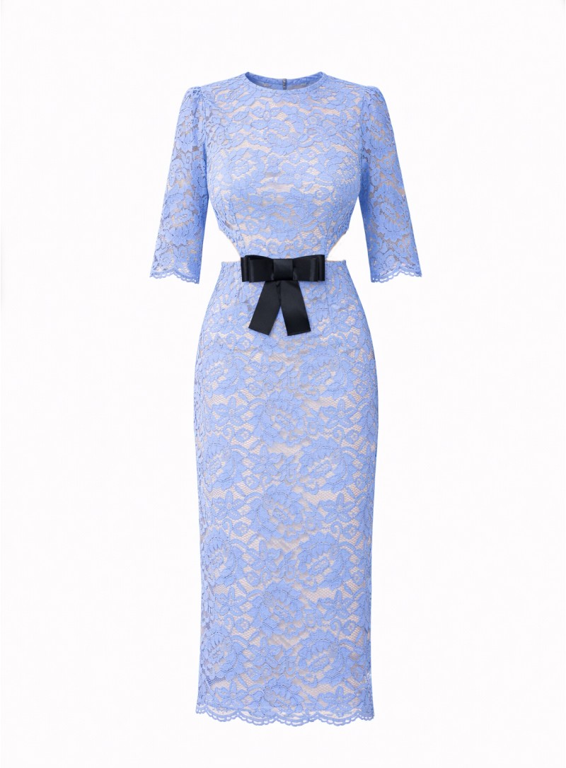 ΦΟΡΕΜΑ MIDI CUT OUT BOW LACE ΓΑΛΑΖΙΟ 26438