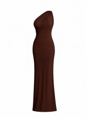 ΦΟΡΕΜΑ MAXI ONE SHOULDER VERSATILE CHOCOLATE 26440 