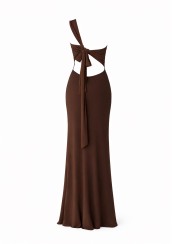 ΦΟΡΕΜΑ MAXI ONE SHOULDER VERSATILE CHOCOLATE 26440 