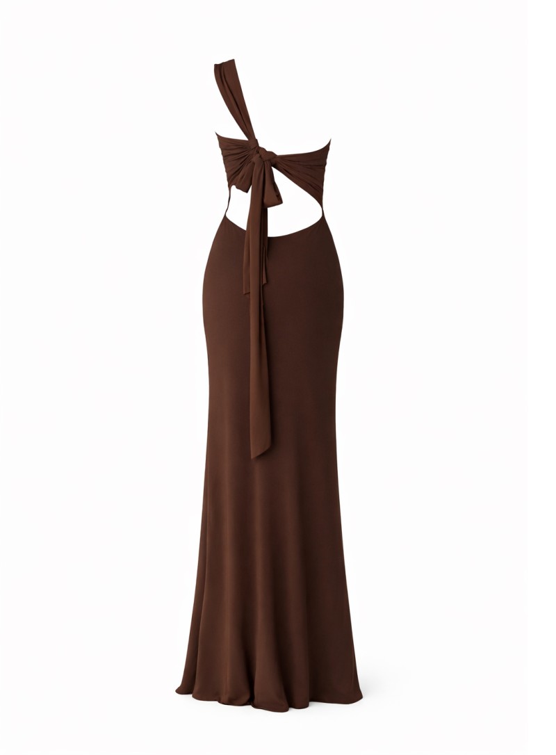ΦΟΡΕΜΑ MAXI ONE SHOULDER VERSATILE CHOCOLATE 26440 