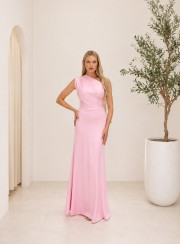 ΦΟΡΕΜΑ MAXI ONE SHOULDER VERSATILE ΡΟΖ 26440 Κοκτέιλ Φορέματα