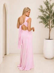 ΦΟΡΕΜΑ MAXI ONE SHOULDER VERSATILE ΡΟΖ 26440 Κοκτέιλ Φορέματα