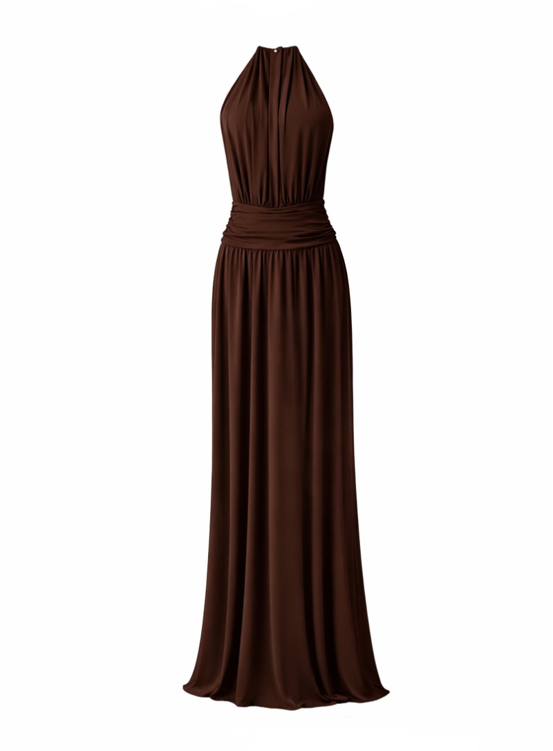 ΦΟΡΕΜΑ MAXI HALTER NECK BACKLESS CHOCOLA 26441