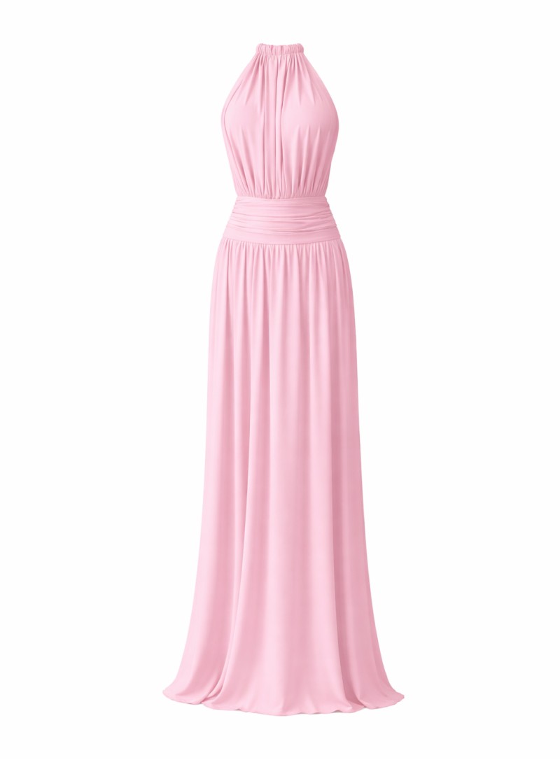 ΦΟΡΕΜΑ MAXI HALTER NECK BACKLESS ΡΟΖ 26441