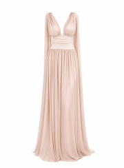 ΦΟΡΕΜΑ MAXI V CORSET NUDE 26443 Κοκτέιλ Φορέματα