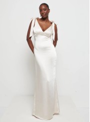 ΦΟΡΕΜΑ MAXI ΣΑΤΕΝ BOWS 26444 Κοκτέιλ Φορέματα