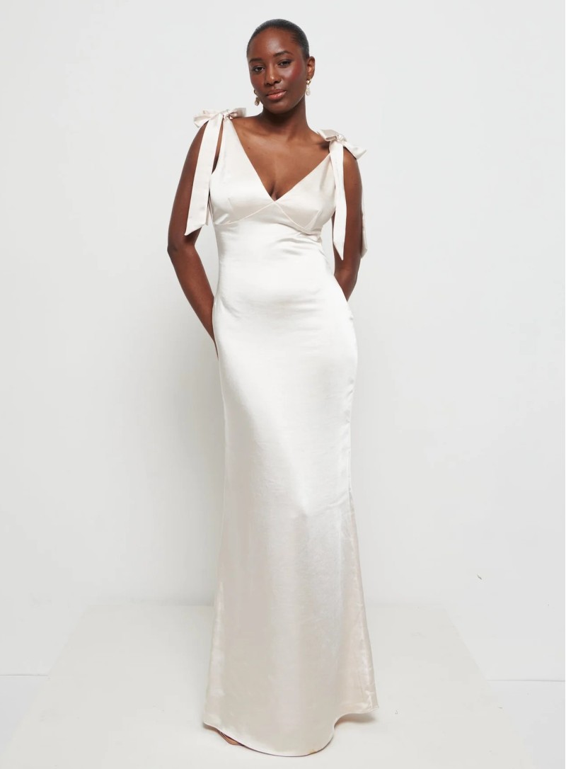 ΦΟΡΕΜΑ MAXI ΣΑΤΕΝ BOWS 26444 Κοκτέιλ Φορέματα