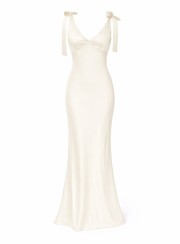 ΦΟΡΕΜΑ MAXI ΣΑΤΕΝ BOWS 26444 Κοκτέιλ Φορέματα