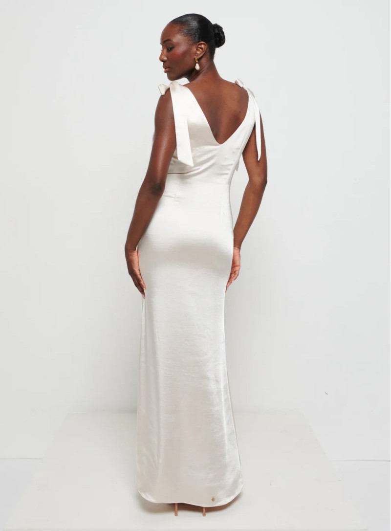 ΦΟΡΕΜΑ MAXI ΣΑΤΕΝ BOWS 26444 Κοκτέιλ Φορέματα