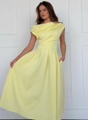 ΦΟΡΕΜΑ MIDI OFF ONE SHOULDER BANANA 26445 Κοκτέιλ Φορέματα