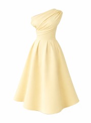 ΦΟΡΕΜΑ MIDI OFF ONE SHOULDER BANANA 26445 Κοκτέιλ Φορέματα