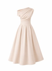 ΦΟΡΕΜΑ MIDI OFF ONE SHOULDER NUDE 26445 Κοκτέιλ Φορέματα