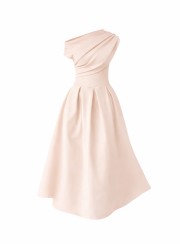 ΦΟΡΕΜΑ MIDI OFF ONE SHOULDER NUDE 26445 Κοκτέιλ Φορέματα