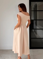 ΦΟΡΕΜΑ MIDI OFF ONE SHOULDER NUDE 26445 Κοκτέιλ Φορέματα