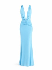 ΦΟΡΕΜΑ MAXI V ΜΕ ΣΟΥΡΕΣ ΣΤΗ ΜΕΣΗ AQUA 26446 Κοκτέιλ Φορέματα