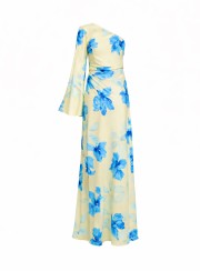 ΦΟΡΕΜΑ MAXI ΜΕ ΕΝΑ ΜΑΝΙΚΙ FLORAL 26453 Κοκτέιλ Φορέματα