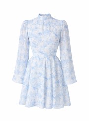 ΦΟΡΕΜΑ MINI FLORAL SERENA ΓΑΛΑΖΙΟ 26454 Κοκτέιλ Φορέματα