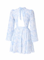 ΦΟΡΕΜΑ MINI FLORAL SERENA ΓΑΛΑΖΙΟ 26454 Κοκτέιλ Φορέματα