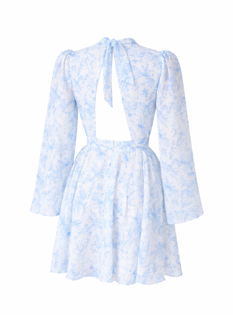 ΦΟΡΕΜΑ MINI FLORAL SERENA ΓΑΛΑΖΙΟ 26454 Κοκτέιλ Φορέματα